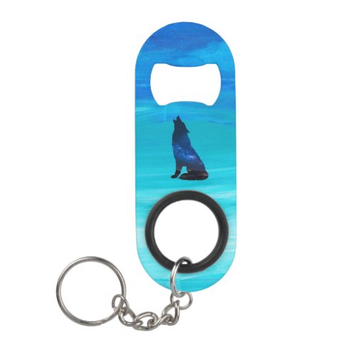 Howling Wolf Howling Dog in Double Exposure  Keychain Bottle Opener