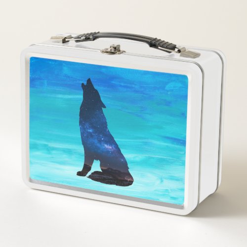 Howling Wolf Howling Dog in Double Exposure  Metal Lunch Box