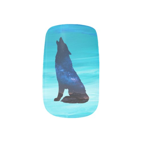 Howling Wolf Howling Dog in Double Exposure  Minx Nail Art