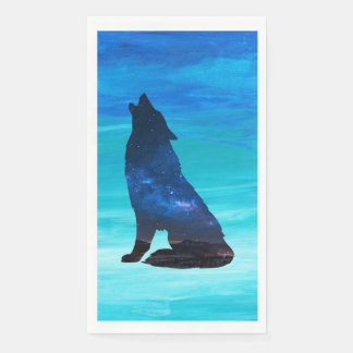 Howling Wolf, Howling Dog in Double Exposure  Paper Guest Towels