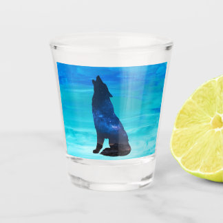 Howling Wolf, Howling Dog in Double Exposure  Shot Glass