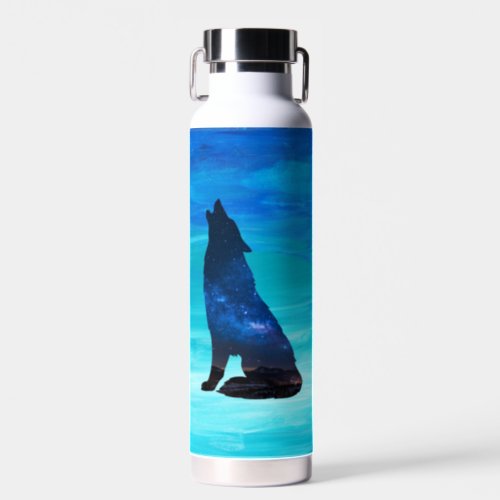 Howling Wolf Howling Dog in Double Exposure  Water Bottle