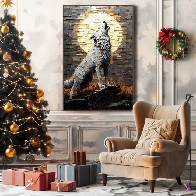 Howling Wolf in Dynamic Impasto Style Canvas Print (Creator Uploaded)