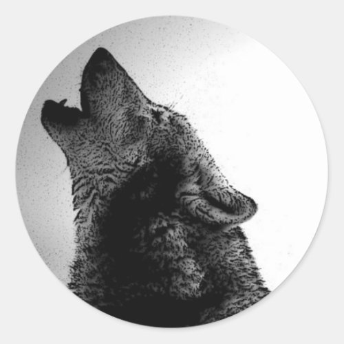 Howling Wolf in Snow Classic Round Sticker