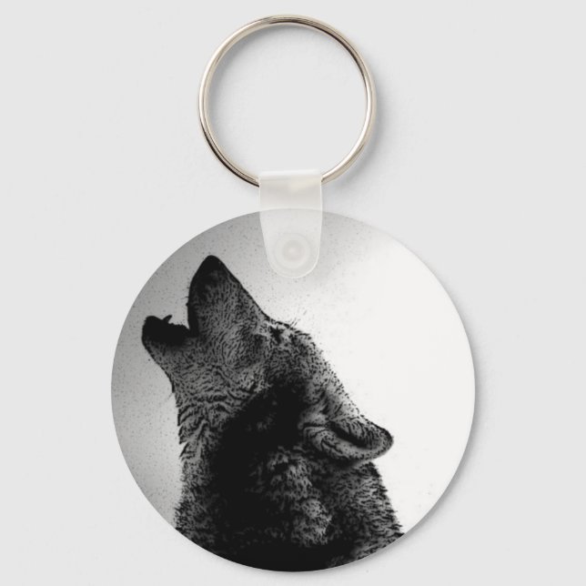 Howling Wolf in Snow Keychain (Front)