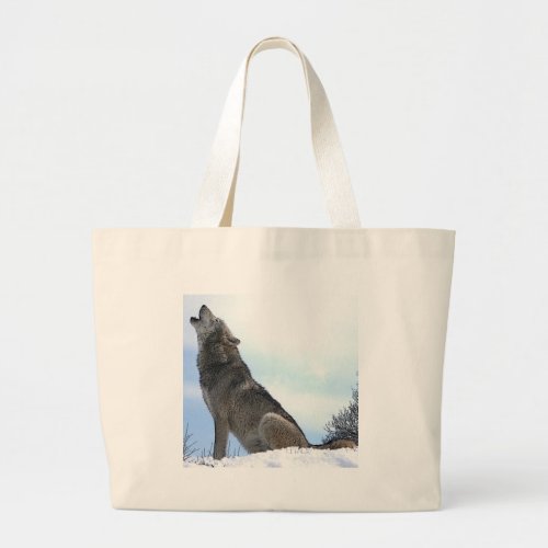 Howling Wolf in Snow Large Tote Bag
