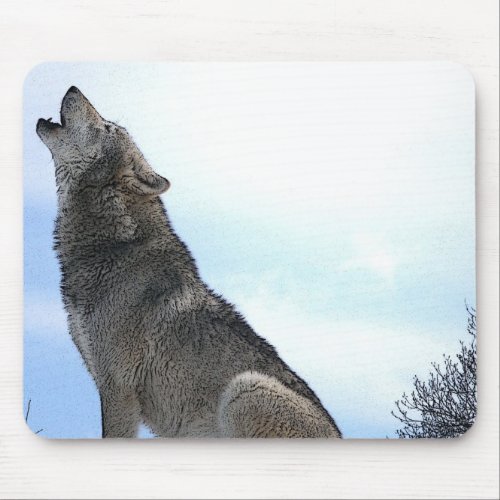 Howling Wolf in Snow Mouse Pad