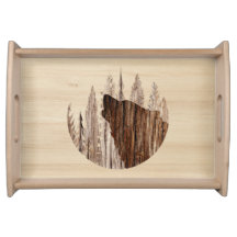 Howling Wolf In Textured Wood