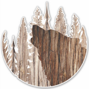 Howling Wolf In Textured Wood Sticker