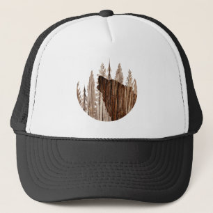 Howling Wolf In Textured Wood Trucker Hat