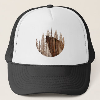 Howling Wolf In Textured Wood Trucker Hat