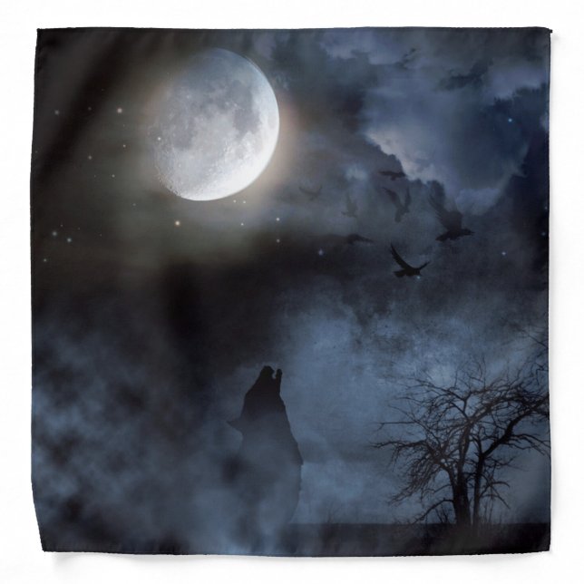 Howling Wolf in the Graveyard Bandana (Front)
