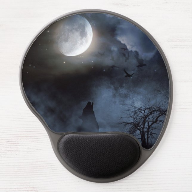 Howling Wolf in the Graveyard Gel Mouse Pad (Front)