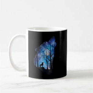 Howling Wolf in The Moon Sky Galaxy Wolf Wild Anim Coffee Mug