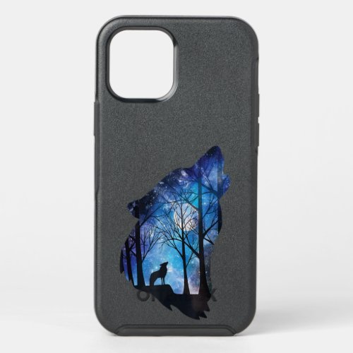 Howling Wolf in The Moon Sky Galaxy Wolf Wild Anim OtterBox Symmetry iPhone 12 Pro Case