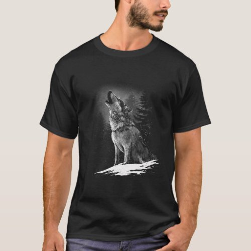 Howling Wolf In The Snow T_Shirt