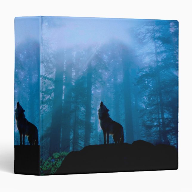 Howling Wolf in Wilderness 3 Ring Binder (Front/Spine)