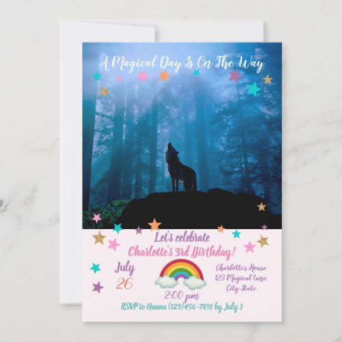 Howling Wolf in Wilderness Invitation
