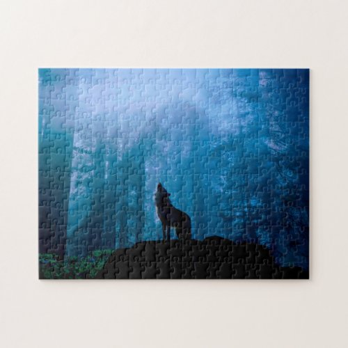Howling Wolf in Wilderness Jigsaw Puzzle