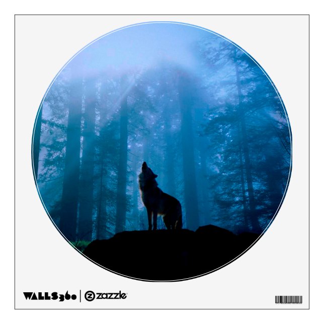 Howling Wolf in Wilderness Wall Decal (Front)
