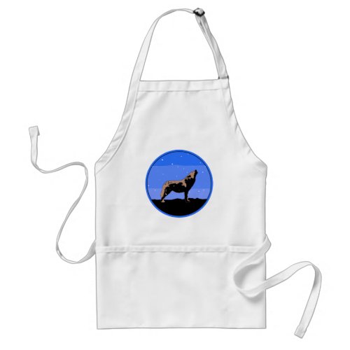 Howling Wolf in Winter  _ Original Wildlife Art Adult Apron