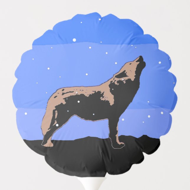 Howling Wolf in Winter  - Original Wildlife Art Balloon (Back)