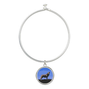 Howling Wolf in Winter - Original Wildlife Art Bangle Bracelet