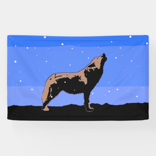 Howling Wolf in Winter  _ Original Wildlife Art Banner