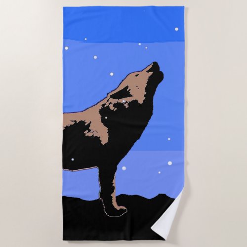 Howling Wolf in Winter  _ Original Wildlife Art Beach Towel