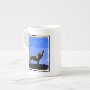 Howling Wolf in Winter - Original Wildlife Art Bone China Mug