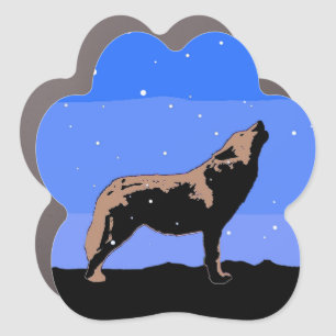 Howling Wolf in Winter - Original Wildlife Art Car Magnet