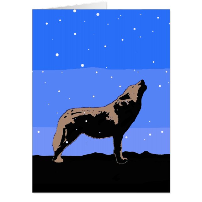 Howling Wolf in Winter  - Original Wildlife Art Card (Front)