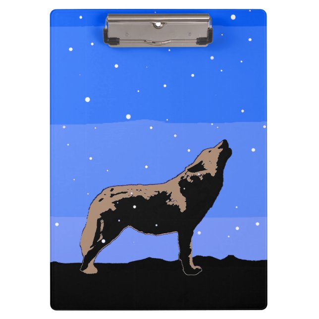 Howling Wolf in Winter  - Original Wildlife Art Clipboard (Front)
