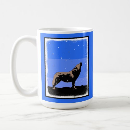 Howling Wolf in Winter  _ Original Wildlife Art Coffee Mug
