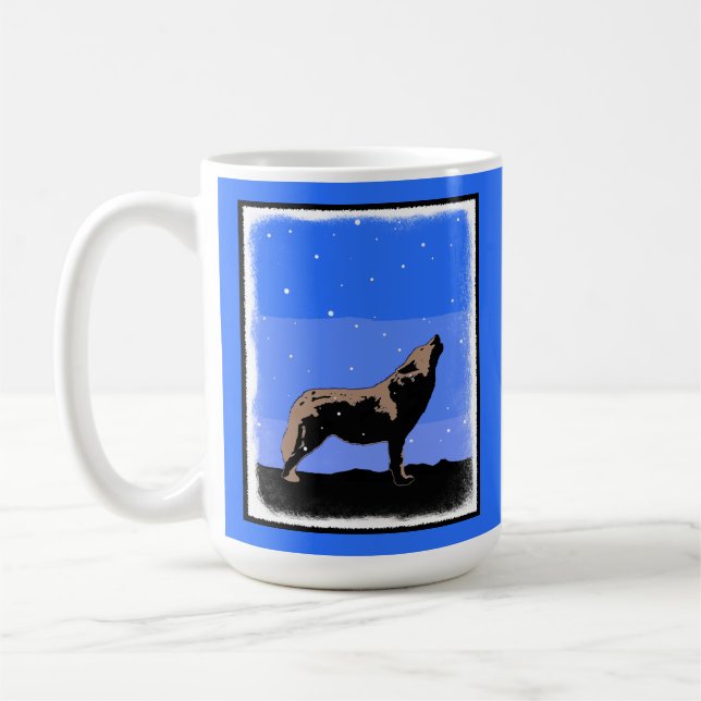 Howling Wolf in Winter  - Original Wildlife Art Coffee Mug (Left)