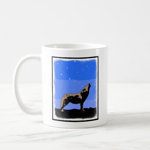 Howling Wolf in Winter  _ Original Wildlife Art Coffee Mug