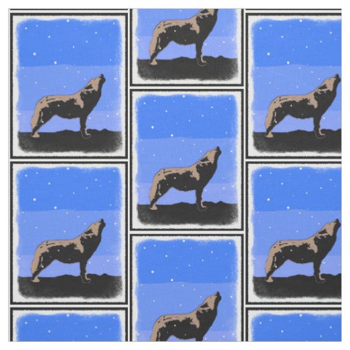 Howling Wolf in Winter  - Original Wildlife Art Fabric