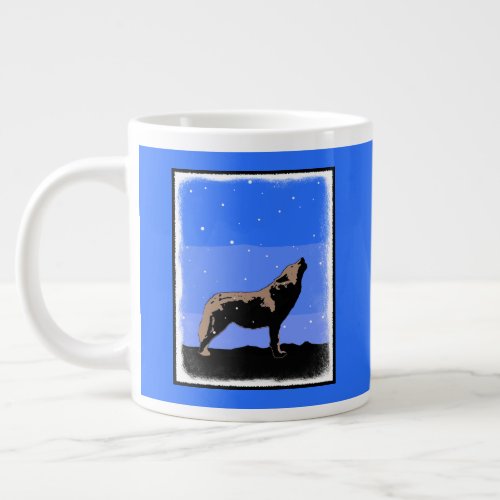 Howling Wolf in Winter  _ Original Wildlife Art Giant Coffee Mug