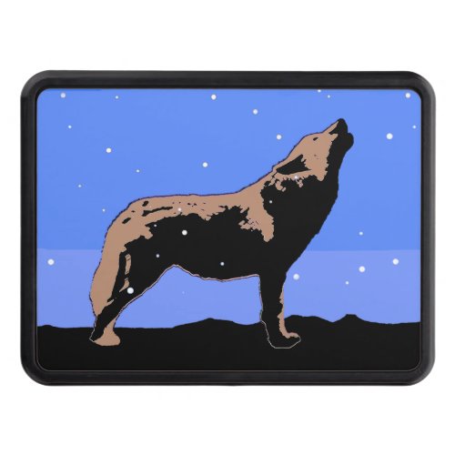 Howling Wolf in Winter  _ Original Wildlife Art Hitch Cover