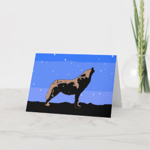 Howling Wolf in Winter - Original Wildlife Art Holiday Card