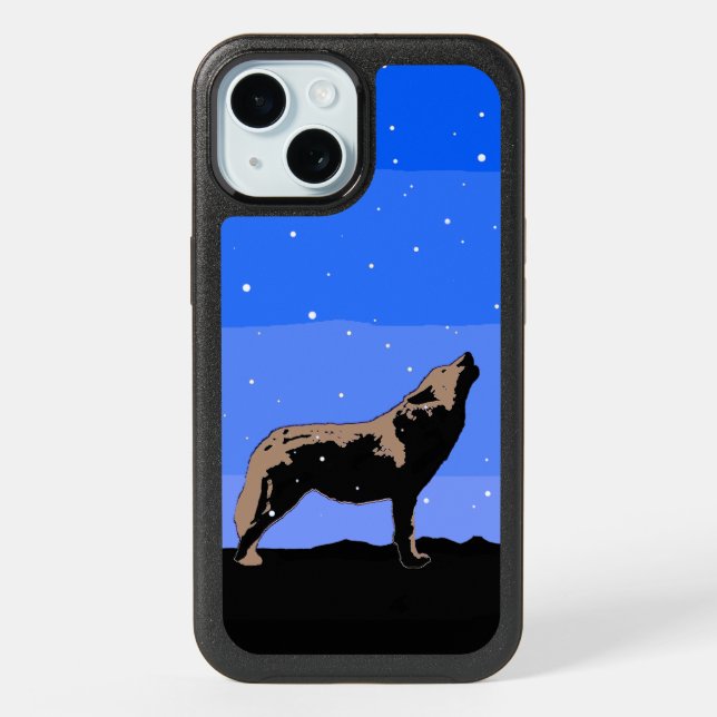 Howling Wolf in Winter  - Original Wildlife Art iPhone 15 Case (Back)