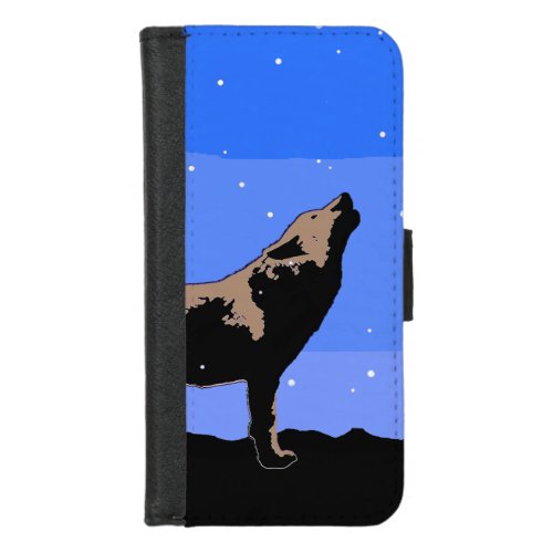 Howling Wolf in Winter  _ Original Wildlife Art iPhone 87 Wallet Case