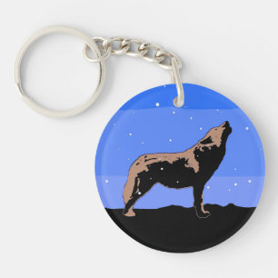 Howling Wolf in Winter - Original Wildlife Art Keychain