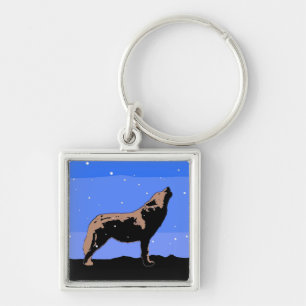 Howling Wolf in Winter - Original Wildlife Art Keychain