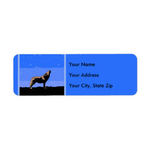 Howling Wolf in Winter - Original Wildlife Art Label