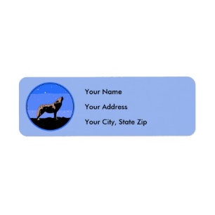 Howling Wolf in Winter - Original Wildlife Art Label