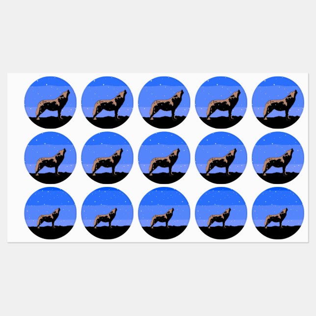 Howling Wolf in Winter  - Original Wildlife Art Labels (Sheet)