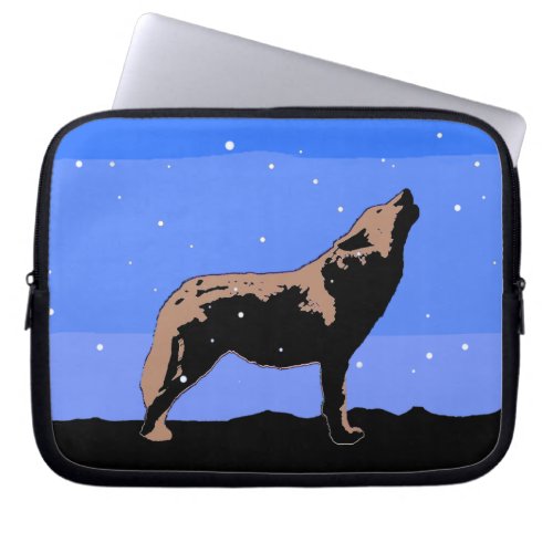 Howling Wolf in Winter  _ Original Wildlife Art Laptop Sleeve