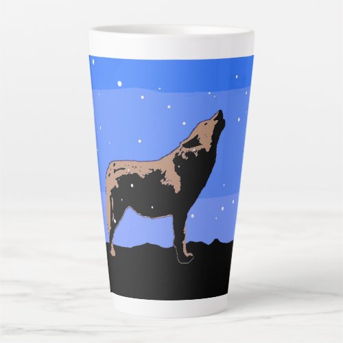 Howling Wolf in Winter  _ Original Wildlife Art Latte Mug