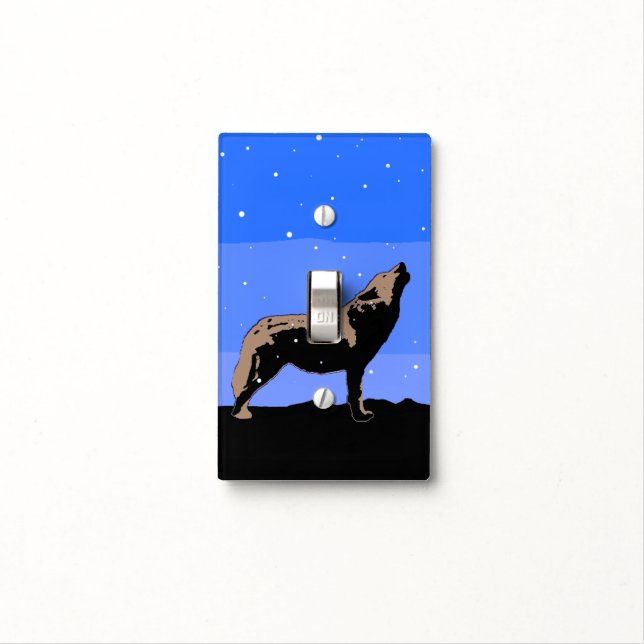 Howling Wolf in Winter  - Original Wildlife Art Light Switch Cover (In Situ)